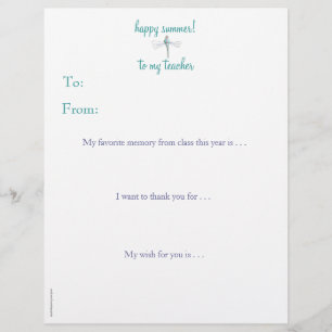 Year-end personalised teacher thank you -dragonfly