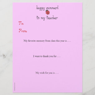 Year-end personalised teacher thank you - ladybug