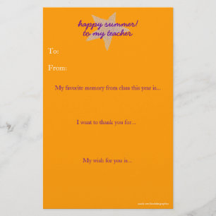 Year-end teacher thank you note