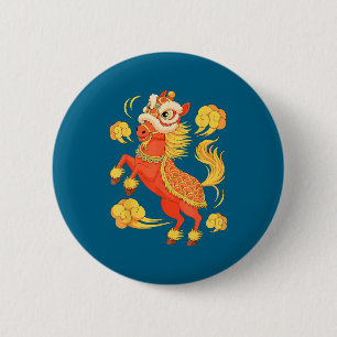 Year Fire Horse Lunar Chinese Design 6 Cm Round Badge