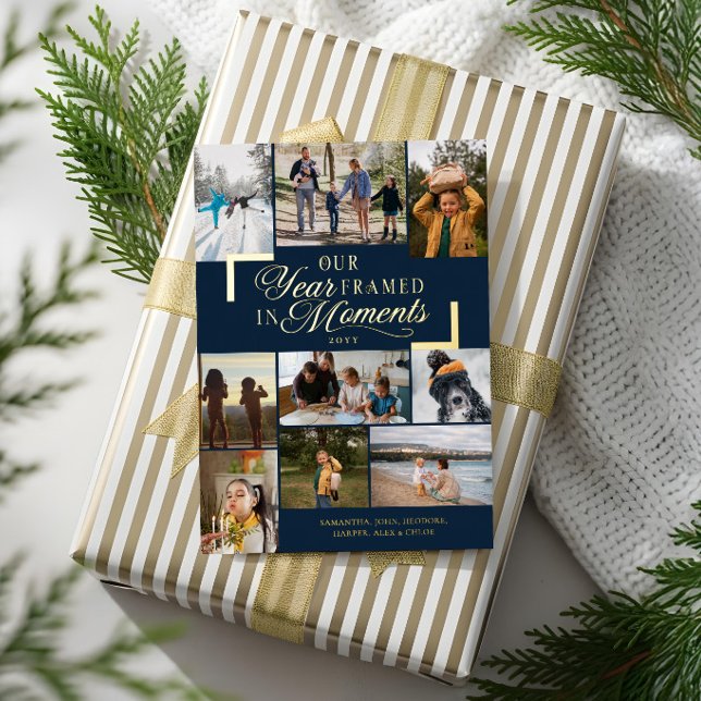 Year Framed in Moments Family Photos Christmas Foil Holiday Card (Year Framed in Moments Family Photos Christmas Foil Holiday Card)