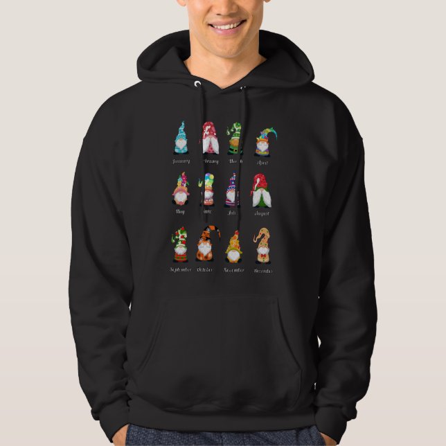 Year Full Of Gnomes Lover Design Monthly Gnome Lov Hoodie (Front)