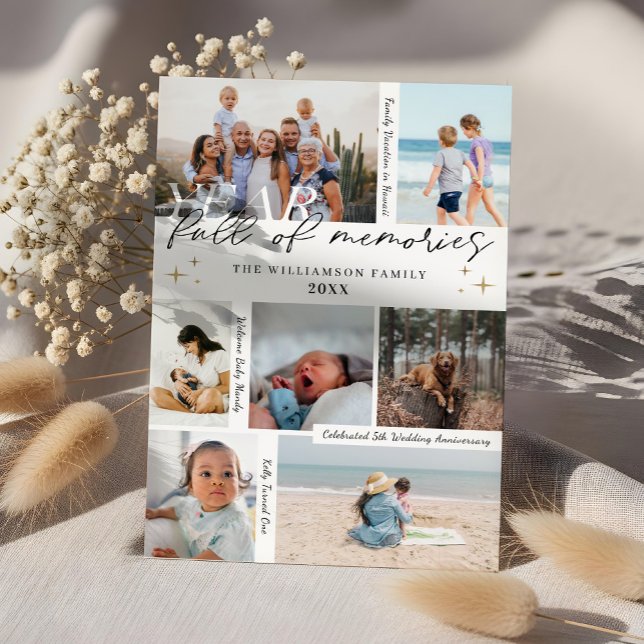Year Full of Memories Photo Collage & Highlights Holiday Card (Creator Uploaded)