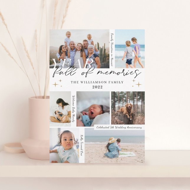 Year Full of Memories Photo Collage & Highlights Holiday Card (Creator Uploaded)