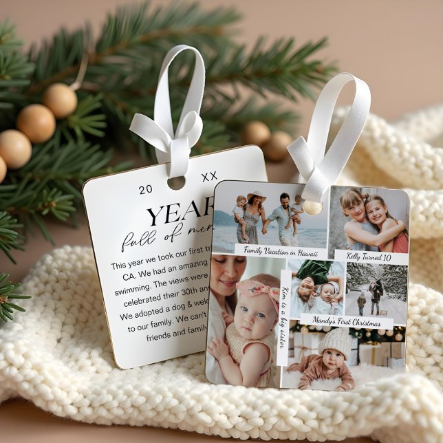 Year Full of Memories Photo Collage & Highlights Metal Tree Decoration (Year Full of Memories Photo Collage & Highlights Metal Ornament)