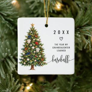 Year Granddaughter Learned Baseball Photo Keepsake Ceramic Ornament