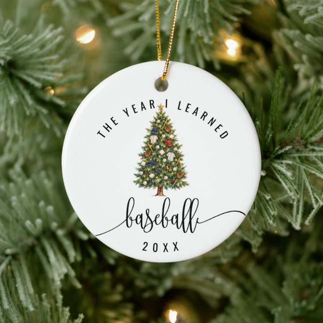 Year I Learned Baseball Keepsake Double Sided Ceramic Tree Decoration (Tree)