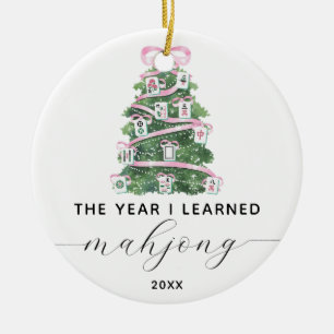 Year I Learned Mahjong Crew Player Name Mahj Club Ceramic Tree Decoration