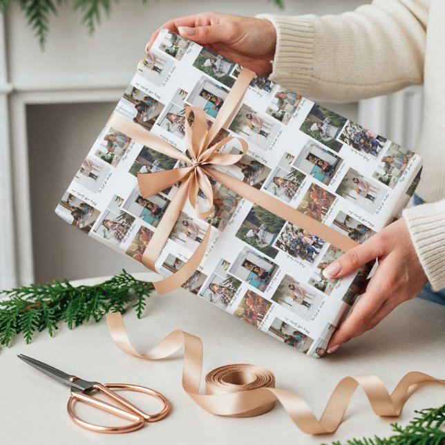 Year in Moments 8 Family Photo Collage & Captions Wrapping Paper (Year in Moments 8 Family Photo Collage & Captions Wrapping Paper)