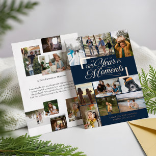Year in Moments Family Photo Collage Christmas Foil Holiday Card