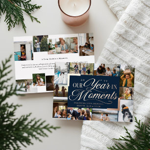 Year in Moments Family Photo Collage Christmas Foil Holiday Card