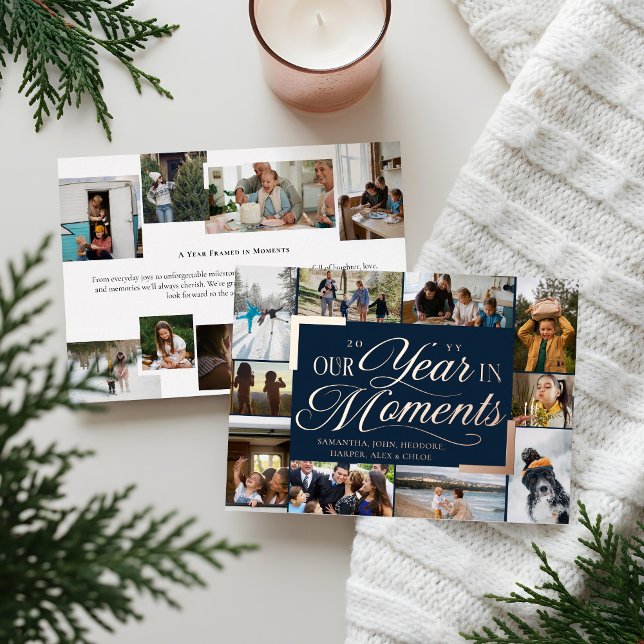 Year in Moments Family Photo Collage Christmas Foil Holiday Card (Year in Moments Family Photo Collage Christmas Foil Holiday Card)