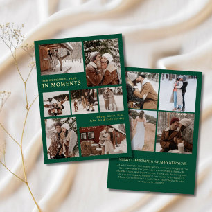 Year in moments family photo collage Christmas Foil Holiday Card