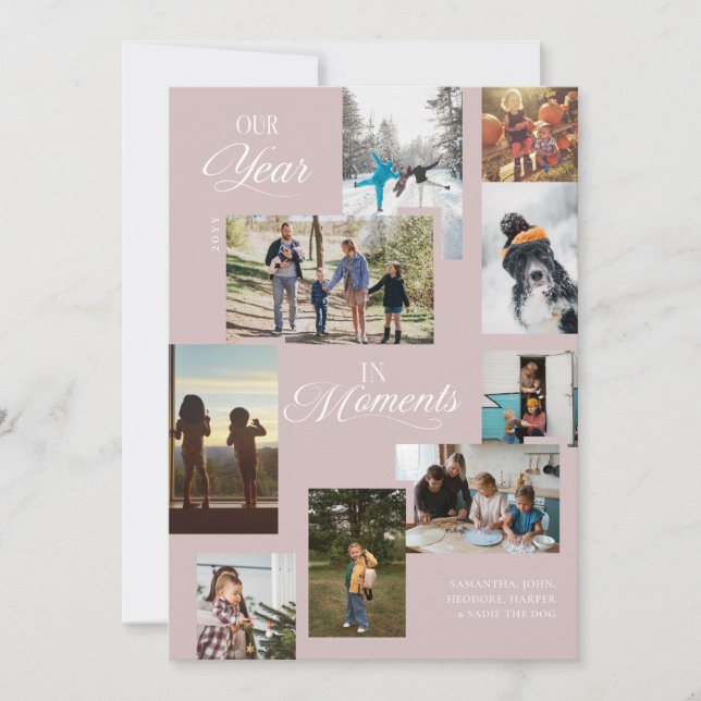 Year in Moments Family Photo Collage Christmas Holiday Card (Front)