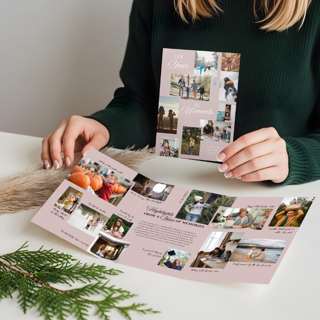 Year in Moments Family Photo Collage Christmas Tri-Fold Holiday Card (Year in Moments Family Photo Collage Christmas Tri-Fold Holiday Card (Front & Inside))