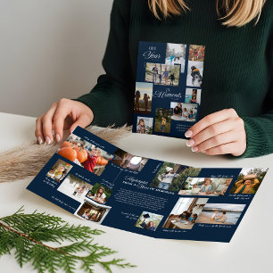 Year in Moments Family Photo Collage Christmas Tri-Fold Holiday Card