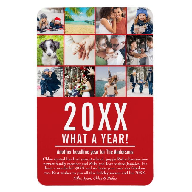 Year In Review 12 Photo Christmas Holidays  Magnet (Vertical)