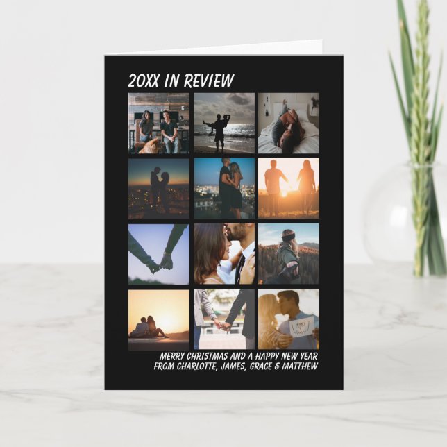 Year In Review 12 Photo Christmas New Year Holiday (Front)