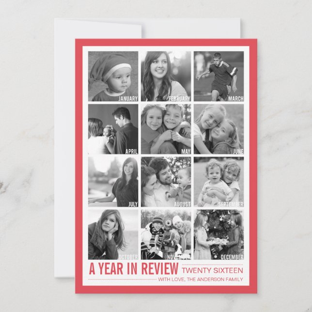 Year in Review 12 Photo Collage Holiday Photo card (Front)