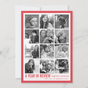Year in Review 12 Photo Collage Holiday Photo card