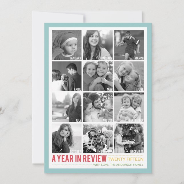 Year in Review 12 Photo Collage Holiday Photocard (Front)