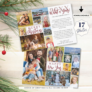 Year in Review 17 Photo Collage Custom Greetings Holiday Card
