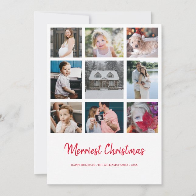 Year in Review 9 Photo Merry Christmas Card (Front)
