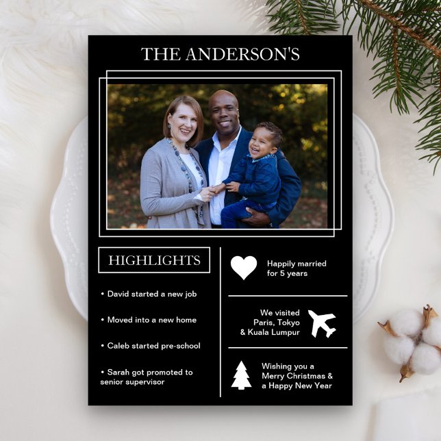 Year in Review | Black Christmas Infographic Holiday Card (Creator Uploaded)