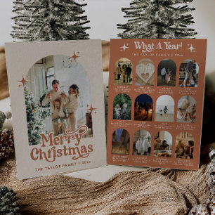 Year In Review Boho Arch Photo Christmas Card