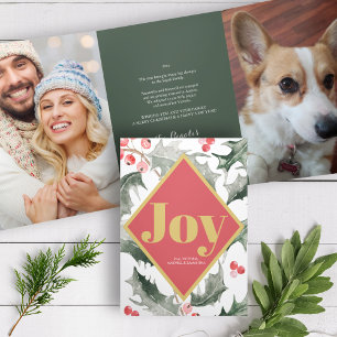 Year In Review Botanical Joy Tri-Fold Holiday Card