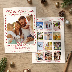 Year in Review Bows Grid Photo Collage Christmas Holiday Card