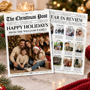 Year in Review Card, Custom Christmas Newspaper  Holiday Card