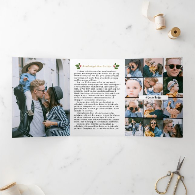 Year in Review Christmas Family Newsletter Tri-Fold Card (Inside)