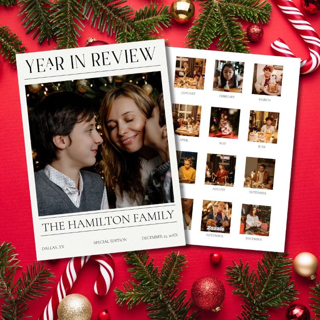 Year In Review Christmas Newspaper 13 Photos Holiday Card (Creator Uploaded)