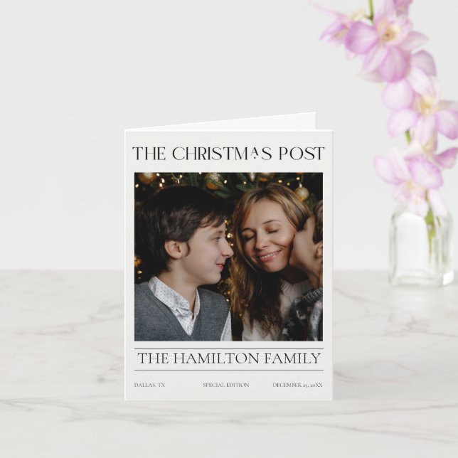 Year In Review Christmas Newspaper 6 Photos Folded Card (Orchid)