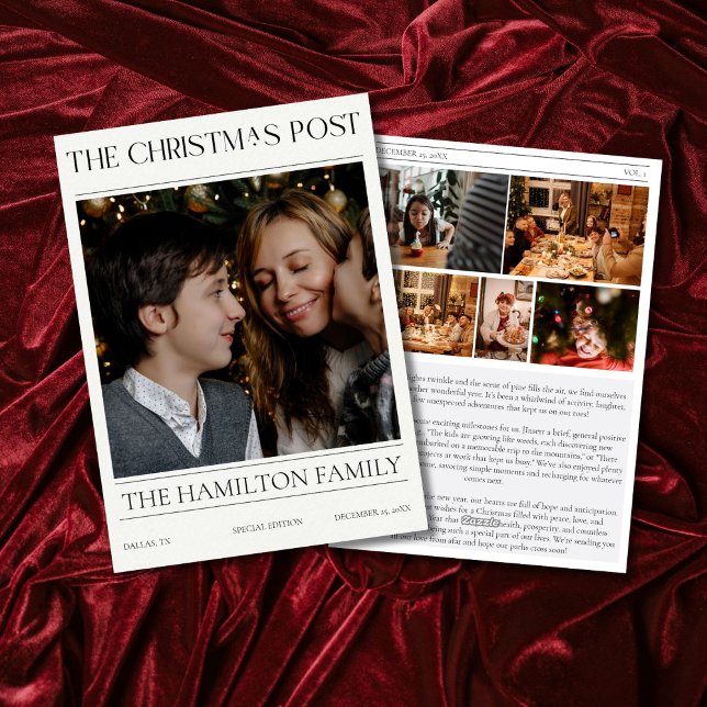 Year In Review Christmas Newspaper 6 Photos Holiday Card (Creator Uploaded)
