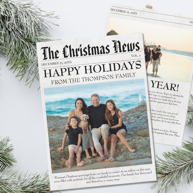 Year In Review Christmas Newspaper Family Photo Holiday Card (Creator Uploaded)