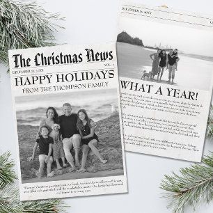 Year In Review Christmas Newspaper Family Photo Holiday Card