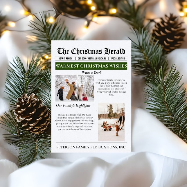 Year In Review Christmas Newspaper Multi Photo Holiday Card (Creator Uploaded)