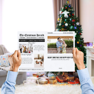 Year In Review Christmas Newspaper Multi Photo Holiday Card