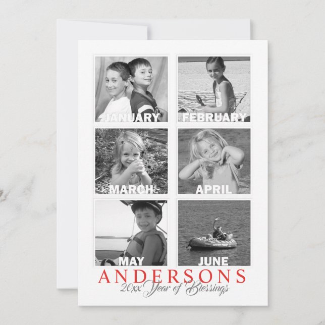 Year in Review Double Sided Multi Photo Card (Front)
