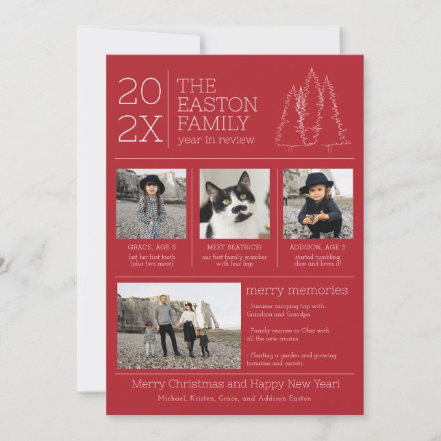 Year in Review Family Christmas Photo Cards (Front)