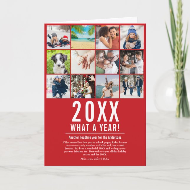 Year In Review Family News 12 Photo What A Year Holiday Card (Front)