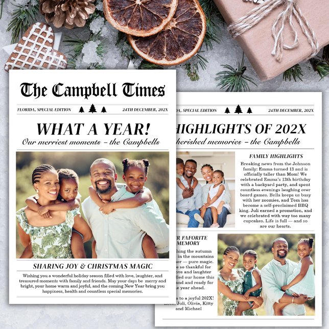 Year in Review Family Newsletter Christmas Photo Holiday Card (Creator Uploaded)