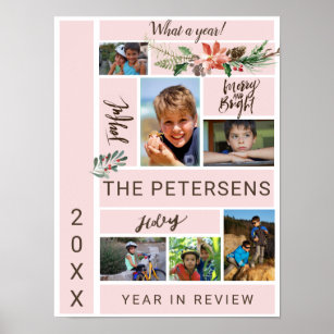 Year in Review Family Photo Collage Album Poster