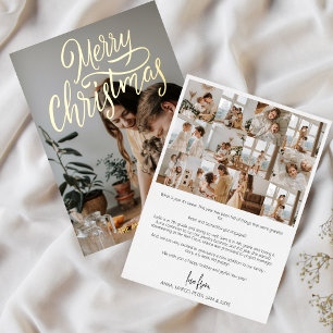Year in Review Family Photo Collage Christmas Gold Foil Holiday Card