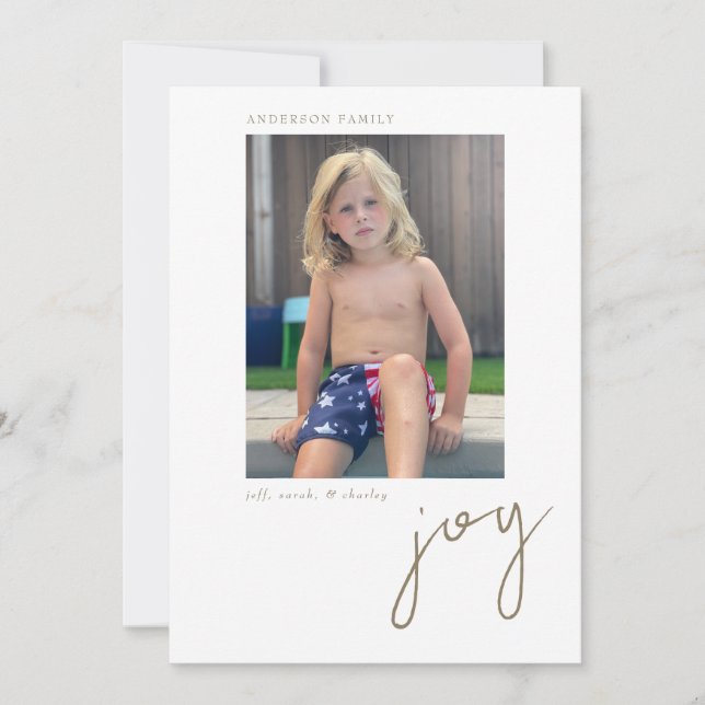 Year in Review Joy Single Photo Flat Holiday Card (Front)
