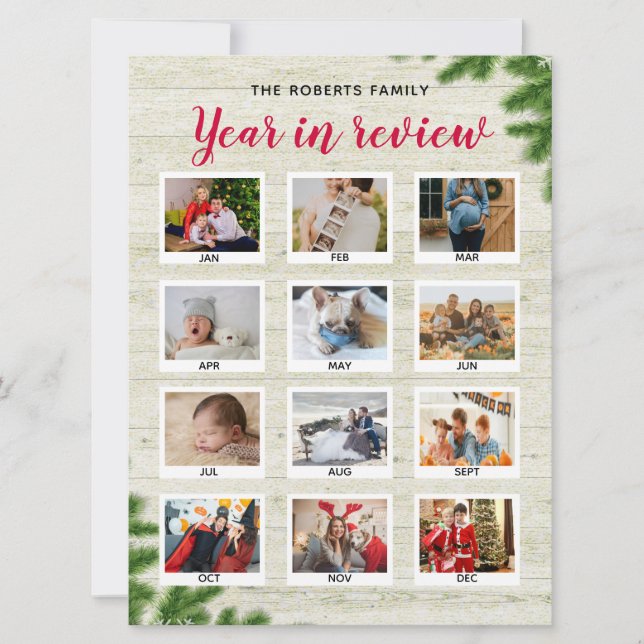 Year in review merry Christmas 12 photo editable Holiday Card (Front)