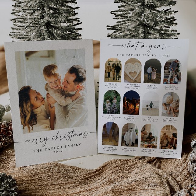Year In Review Modern Family Photo Christmas Card (Creator Uploaded)