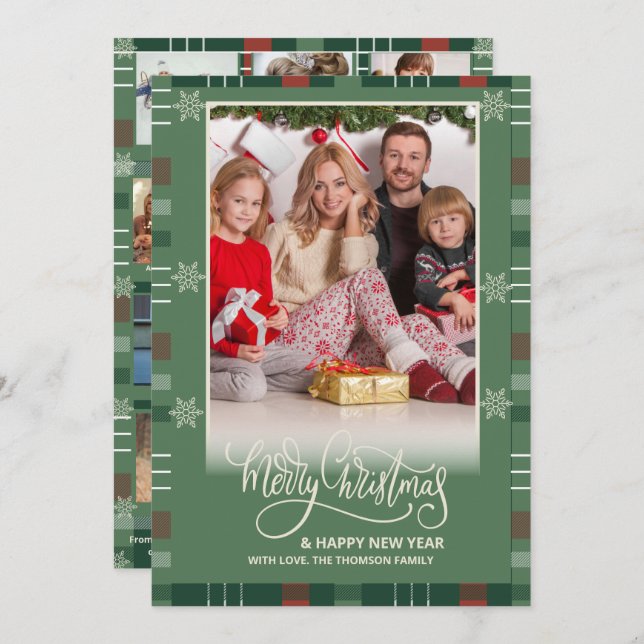 Year in Review Multi Photo Modern Merry Christmas Card (Front/Back)